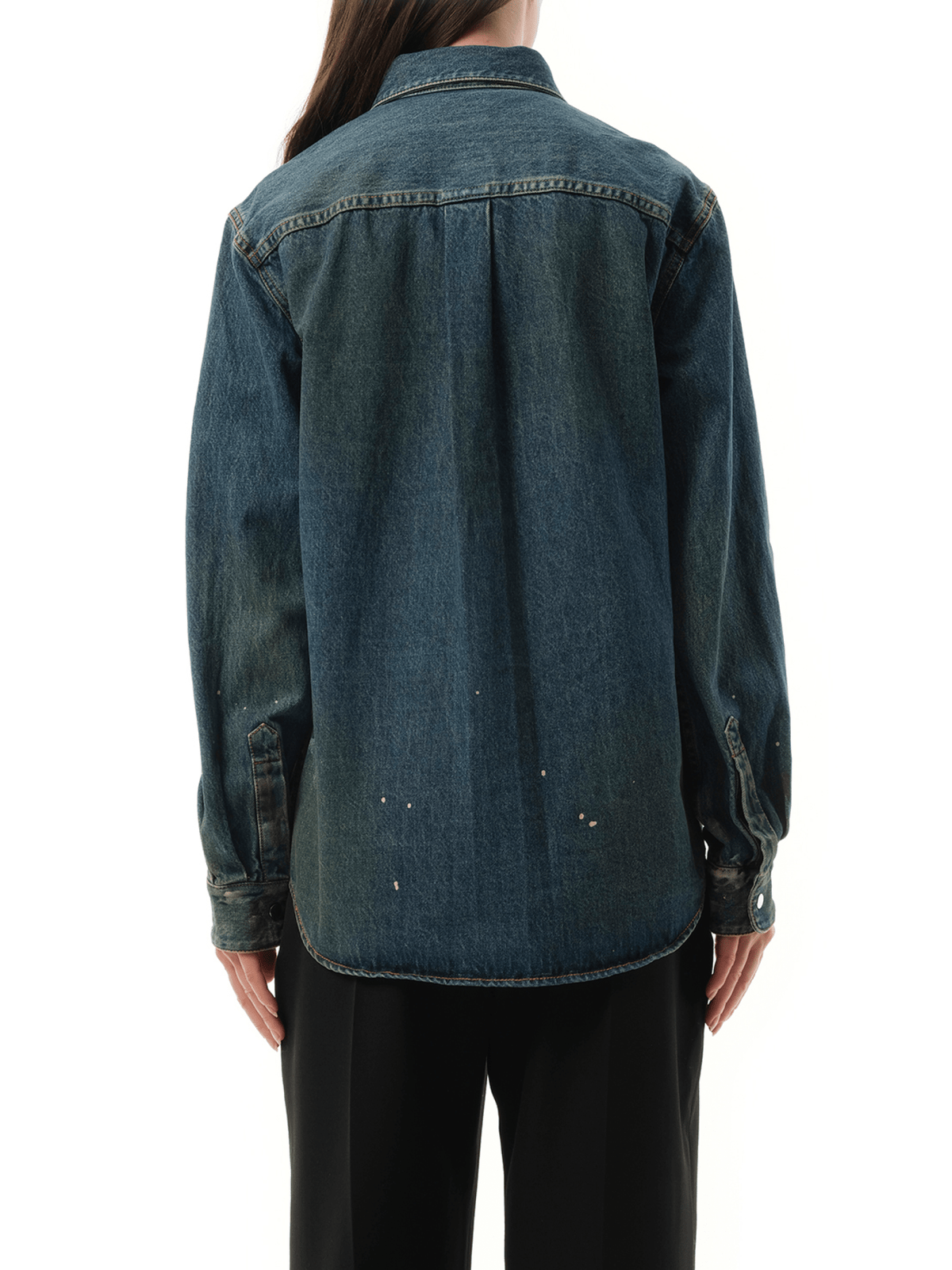 Painted Denim Shirt in Mid Indigo