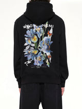 Flower Back Print Hoodie in Black