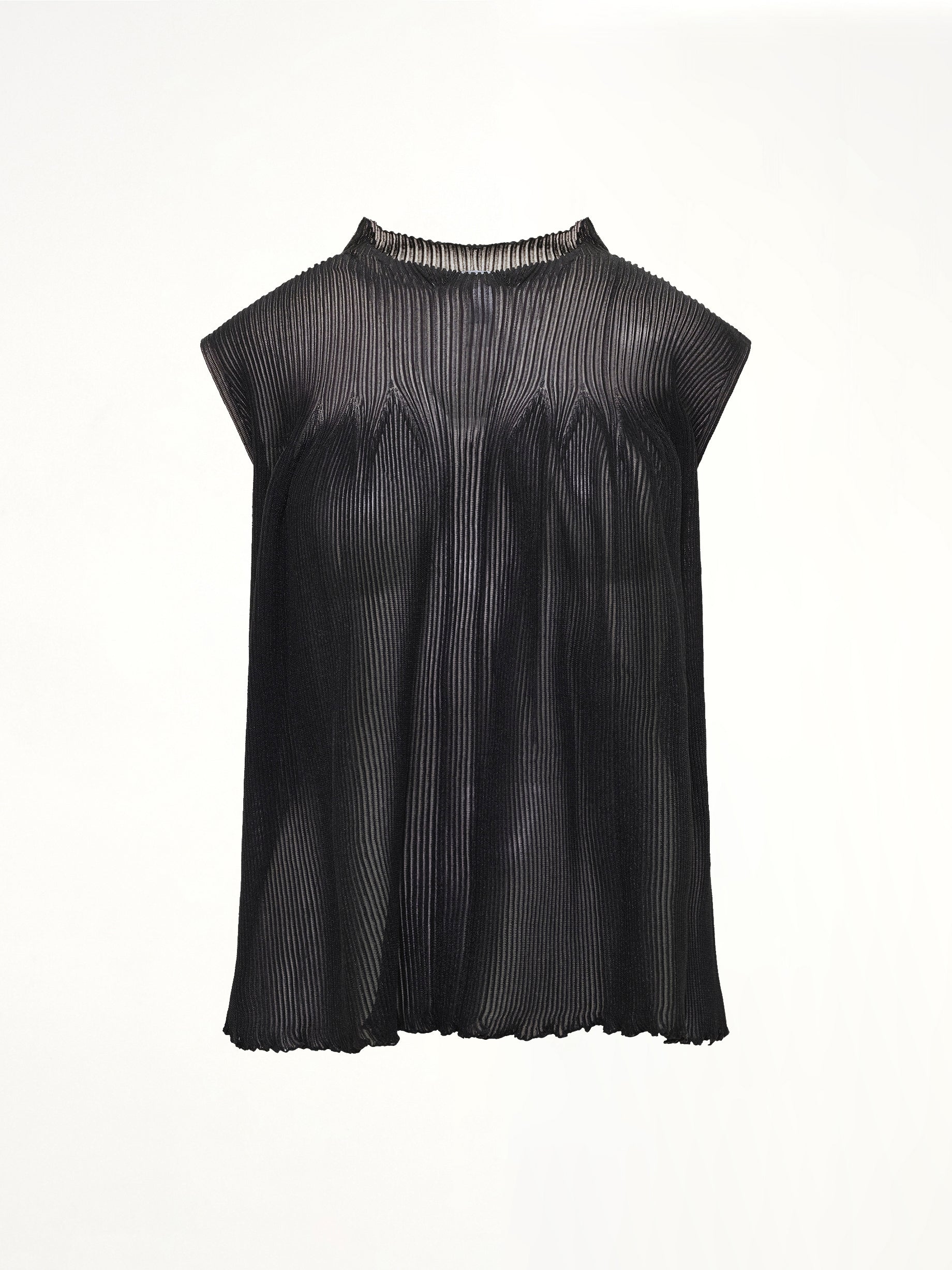 Hypha Lucent Glitter Sleeveless Bust Flare Top in Black