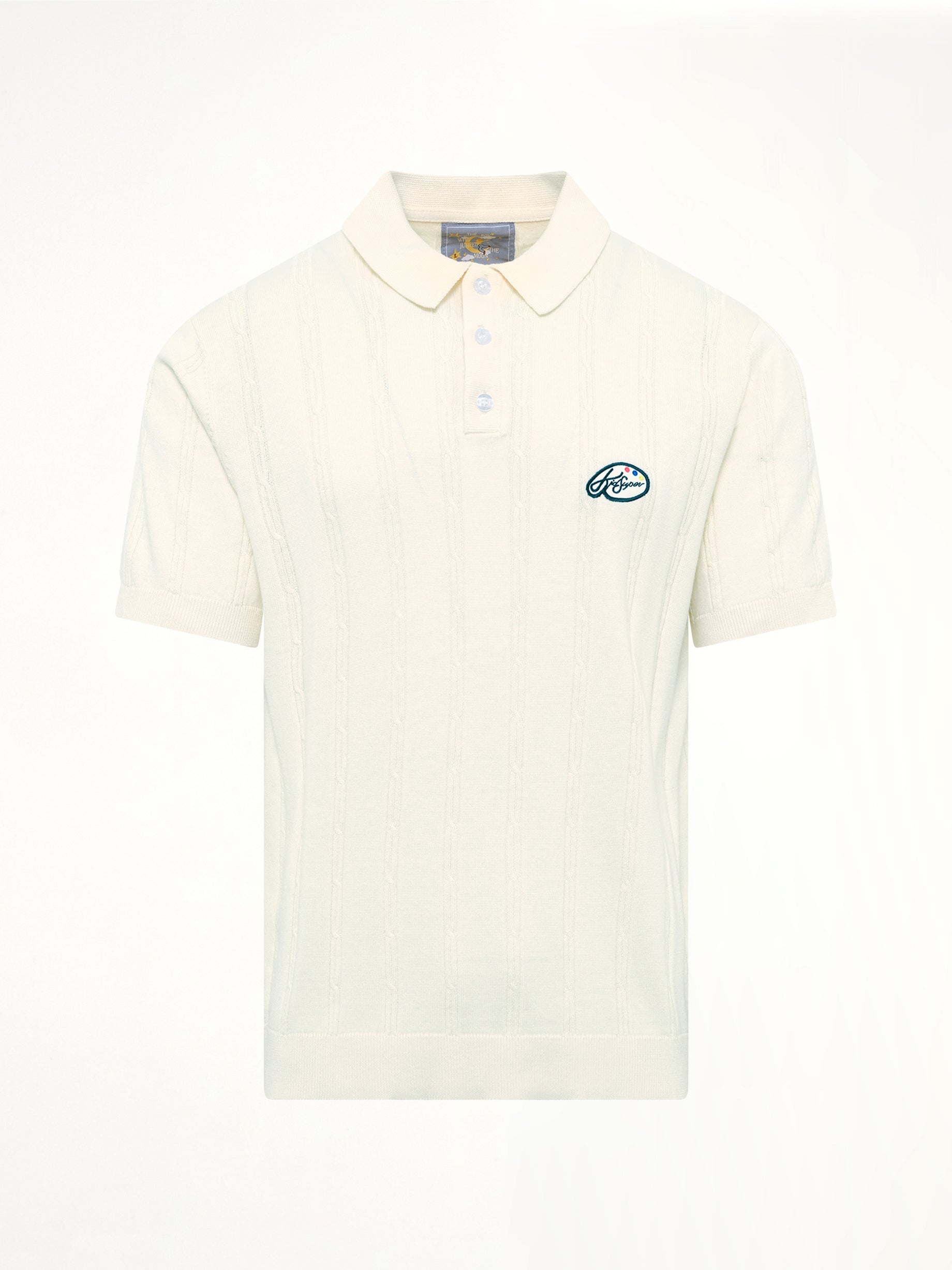 Painters Logo Knit Polo in Cream
