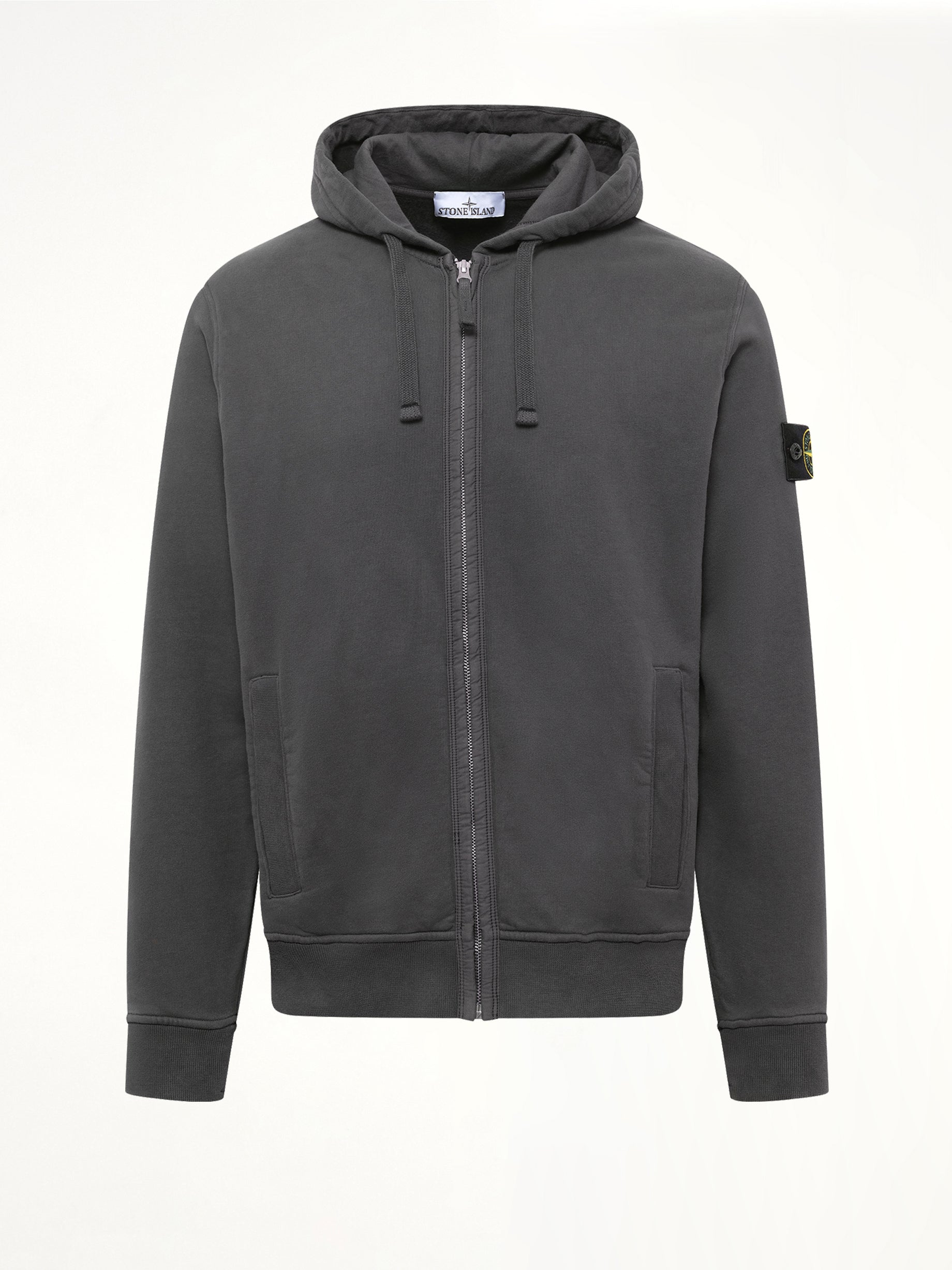 6100067 Brushed Cotton Zip-Up Hoodie in Lead Grey